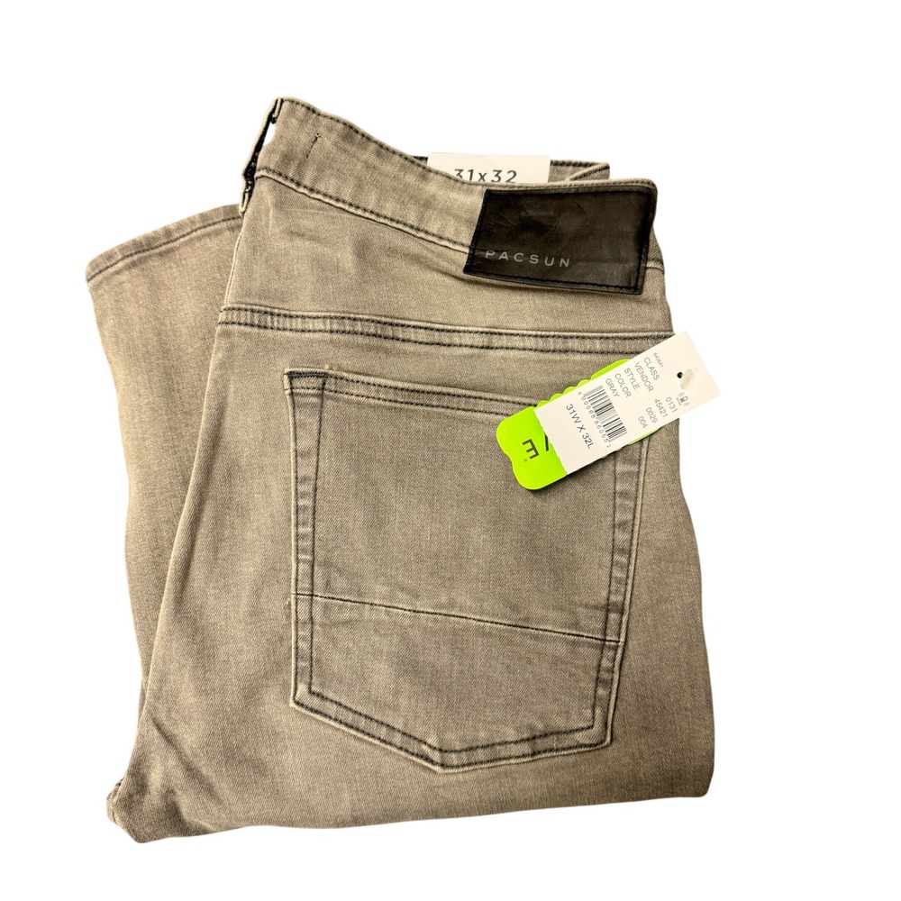 PacSun Jeans Mens 31x32 ACTUAL Skinny Active Stretch Gray Denim NEW